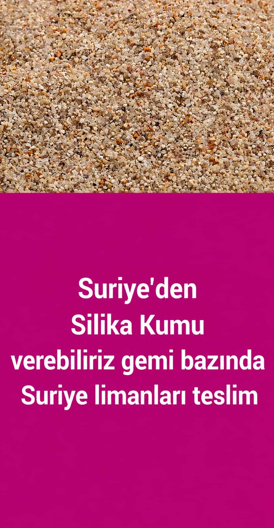 Suriye Tartus veya Lazkiye Limanı Teslim Silika Verebiliriz